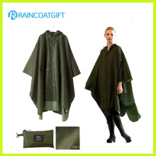 Wasserdichte Army Green Polyester PVC Regenmantel Rpy-046